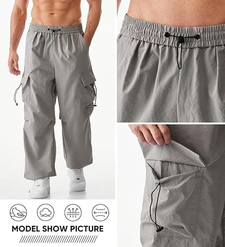 JMIERR Men's Baggy Cargo Pants Trendy Casual Parachute Pant Loose Fit Harem Joggers with Pockets for Streetwear thumbnail 5
