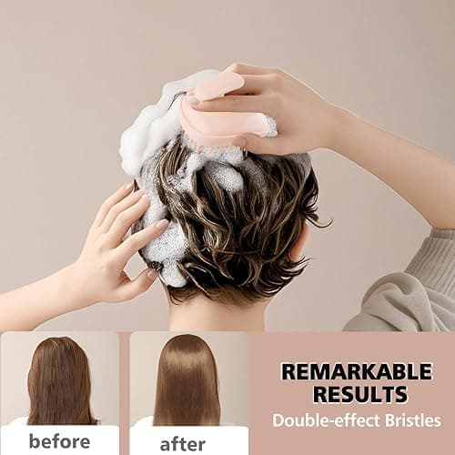 Rebex 2-in-1 Scalp Massager Shampoo Brush,Scalp Scrubber, Exfoliator Brush for Removing Dandruff & Hair Growth,Detangling Scrubber for Wet or Dry Hair (Peach Fuzz Color) thumbnail 6