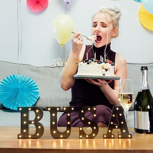 Foaky Black LED Letter Lights for Room Decor - Bedroom Wall Decor, Alphabet Lights for Home, Wedding, Party - Battery Operated （L） thumbnail 6