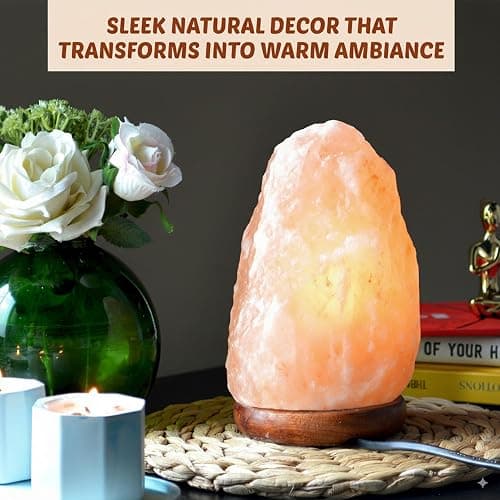POHS 7 Inches,4-5 lbs, 100% Authentic Natural Himalayan Pink Salt Lamp, Hand Crafted Wooden Base, with on & Off Switch thumbnail 5