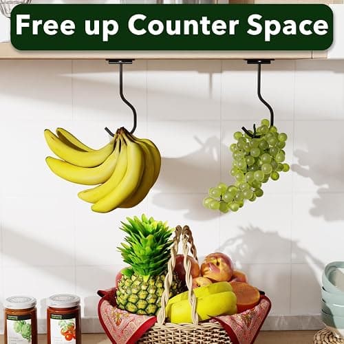 bussdis Under Cabinet Banana Hook Foldable - Adhesive Banana Hanger, Magnetic Banana Holder Hook Under Counter, Sticky Banana Hook, Metal, Black - Black - 1 Pack thumbnail 6