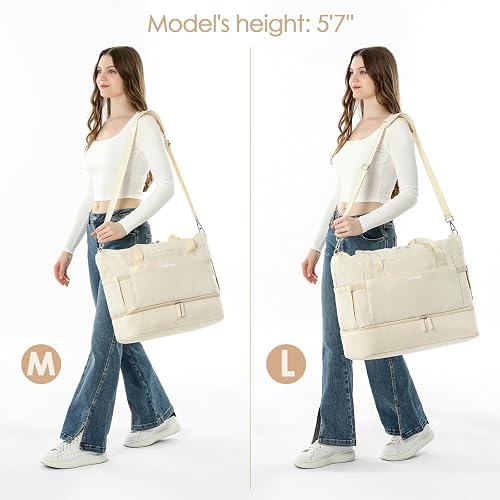 ETRONIK Gym Bag for Women, Personal Item Travel Bag with Shoes Compartment, Weekender Overnight Duffel Bag with Wet Pocket, Carry On Bag for Women, Travel, Gym, Weekend (Beige) thumbnail 8