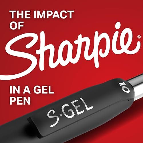Sharpie S-Gel Gel Pens, Black Barrel, Medium Point (0.7mm), Black Gel Ink Pens, 12 Count - Home, Office, School, Journaling, Writing, Note-Taking, Teacher Supplies thumbnail 4