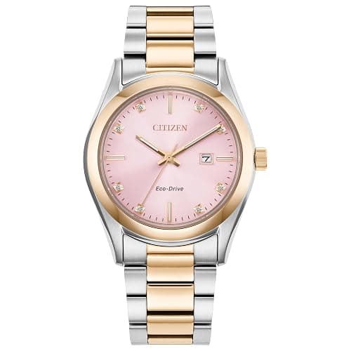 Citizen Eco-Drive Sport Luxury Diamond Pink Dial Two-Tone Watch 33mm - EW2706-58X - Image 1