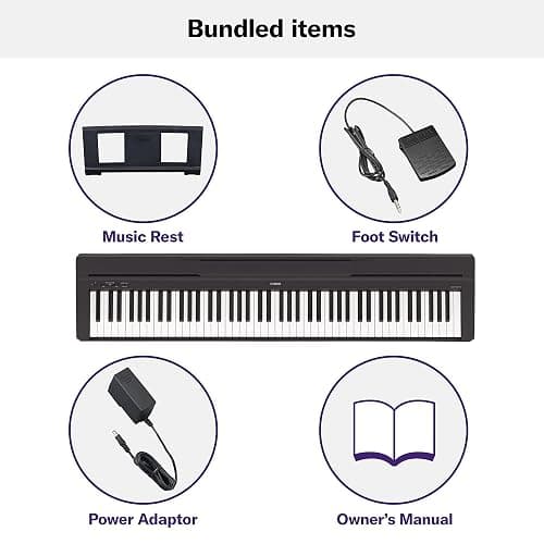 Yamaha 88-Key Weighted Portable Digital Piano Keyboard with Music Rest, Sustain Foot Switch, Built-in Speakers, USB Connectivity, Black (P45B) thumbnail 3