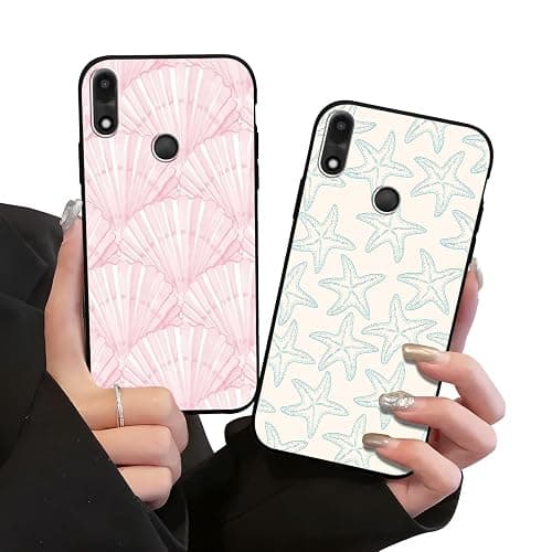 Zrutru 2 Pack Aesthetic Beach Shells Phone Case for Gabb Phone 4 6.1",Cartoon Cute Kawaii Sea Shell Art Pattern Cases Summer Case for Girls Women,Soft Silicone TPU Protective Cover - Image 1
