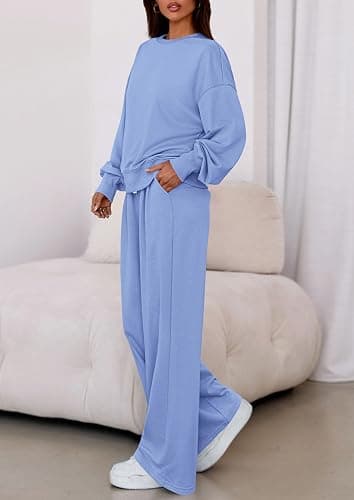 PRETTYGARDEN Womens 2 Piece Sets Long Sleeve Sweatshirt Wide Leg Pants Loose Matching Lounge Set Trendy Fall Outfits thumbnail 4