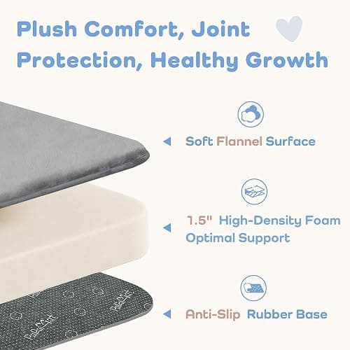 PAPAMAT 1.5" Thick Baby Play Mat for Floor 59x79 Soft Foam Mats, Dark Grey | Memory Mat for Baby to Play, Waterproof Easy Care with Non-Slip Tummy Time Play Mat for Nursery Playroom Classroom thumbnail 4