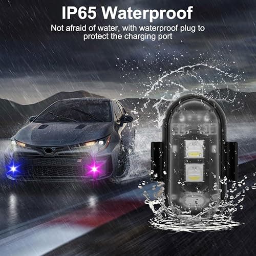 4PCS Wireless LED Strobe Lights with Remote Control, 8 Colors USB Charging Waterproof Anti-Collision Led Emergency Warning Lights for Car Motorcycle Drone Aircraft Bike thumbnail 4