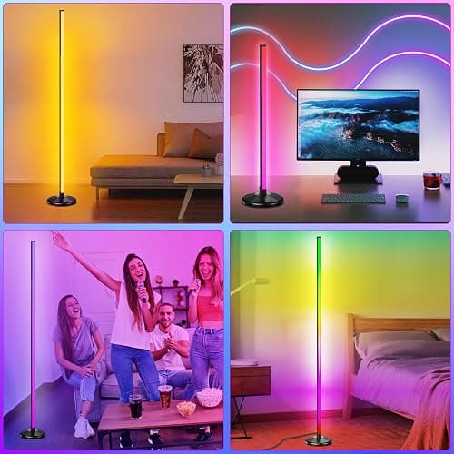 NIKYJM LED Stehlampe Wohnzimmer 145cm RGB Stehlampe Dimmbar Standleuchte LED Ecklampe mit Fernbedienung und APP, 16 Millionen Farben, 300 Szenenmodi Musikmodi DIY-Modus für Wohnzimmer Wohnzimmer Büro thumbnail 7