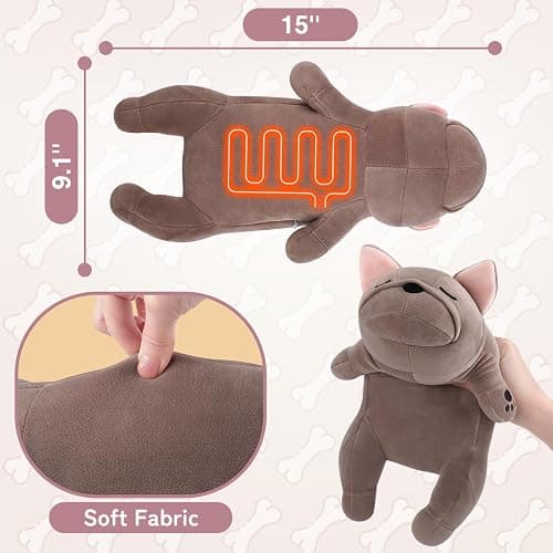 Electric Heating Pad for Period Cramps, Cuddly Soft 14" French Bulldog Plush with a Hot Soft Belly USB Powered, Stuffed Heating Pad for Pain Relief, Gift for Women Daughter Wife thumbnail 7