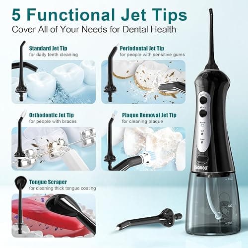 Nicefeel Cordless Water Dental Flosser – 300ML BPA-Free Portable Oral Irrigator, 3 Cleaning Modes, Fast Charge, IPX7 Waterproof for Teeth, Gums & Tonsil Stones – Home & Travel Use thumbnail 7