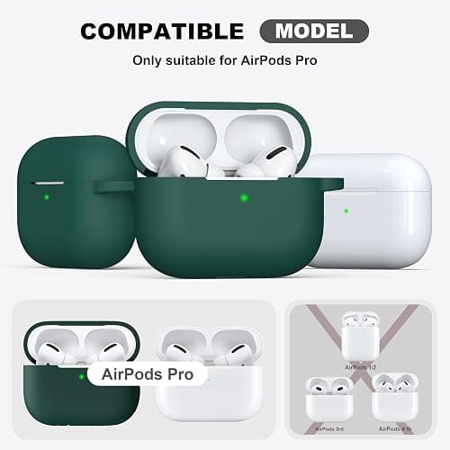 R-fun for AirPods Pro 2nd/1st Generation Case with Cleaner Kit,Soft Silicone Protective Case Cover for Apple AirPod Pro 2/1 for Women Men,AirPods Pro Case Accessories with Keychain,Forest Green thumbnail 4