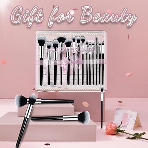Makeup Brush Set, Premium Synthetic 14 Pcs Makeup Brushes, Travel Makeup Brush Set for Foundation, Concealer, Blush and Eyeshadow Brush(Black) thumbnail 6