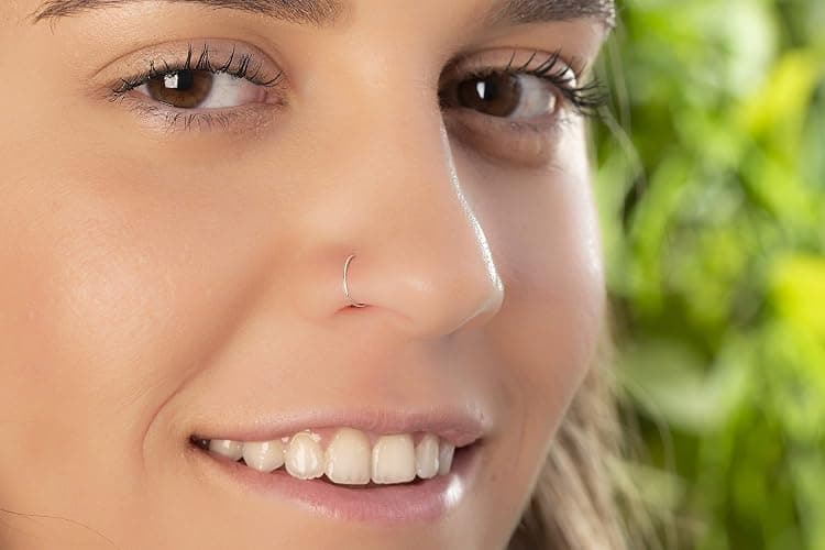 Silver Nose RIng - Tiny Dainty 22 Gauge 7mm Nose Piercing Hoop - Small Thin 925 Sterling Silver Nose Rings For Women - Handmade Nose Hoops Jewelry - Gift Ready thumbnail 3