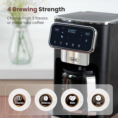 Gevi 12-Cup Programmable Coffee Maker with Touch Screen & Reusable Filter,Smart Drip Coffee Machine with Anti-Drip System, Perfect for Home,Iced Coffee thumbnail 5