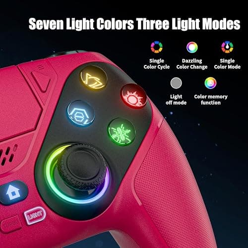 Nonbliep LED for PS5 Controller, for PS5 Slim/Pro/PC, Wireless Controller with 9 Colors RGB Light/Dual Vibration/Turbo/3.5mm Audio Jack/Speaker/Programmable for Playstation 5 Controller thumbnail 4