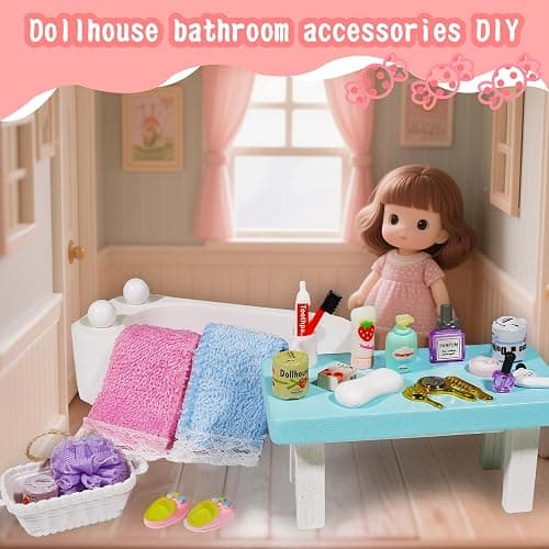 25 Pcs 1 12 Scale Miniature Bathroom Accessories Mini House Bathroom Set Mini Hair Dryer Brush Comb Mirror Perfume Toothpaste Toothbrush Makeup Set for Mini House Bathroom Decoration thumbnail 5