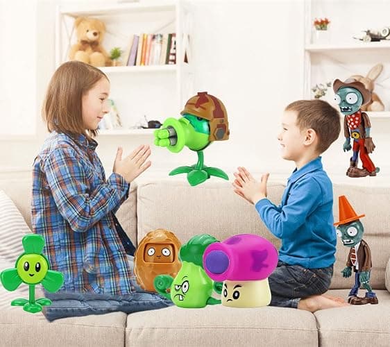 JHESAO 7 PCS Plants and Zombies Toys Action Figures PVZ Toys Set 1 2 Series Great Gifts for Kids and Fans,Birthday and Christmas Party thumbnail 2