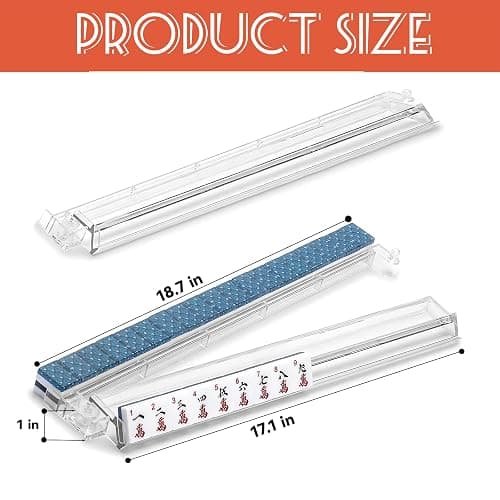 Mahjong All-in-One Tile Rack & Pusher, Clear Acrylic Mahjong Rack and Pusher Combo, Modern American Majiang Tile Racks Set of 4 (Clear) thumbnail 2