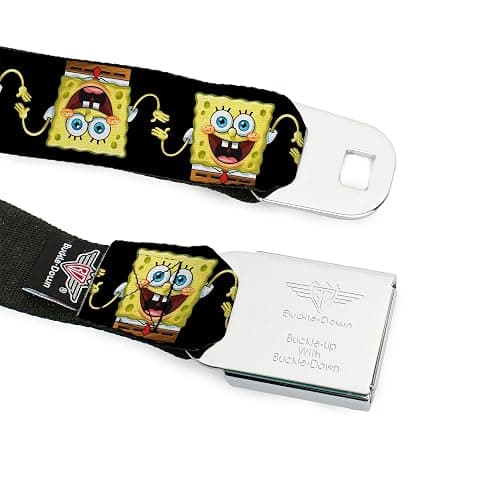 Buckle-Down Unisex Seatbelt Belt, SpongeBob SquarePants Regular, Yellow | Nickelodeon Cartoon Novelty Character Seatbelt Buckle Belt, Adjustable Fashion Accessories & Merchandise For Fandom thumbnail 9