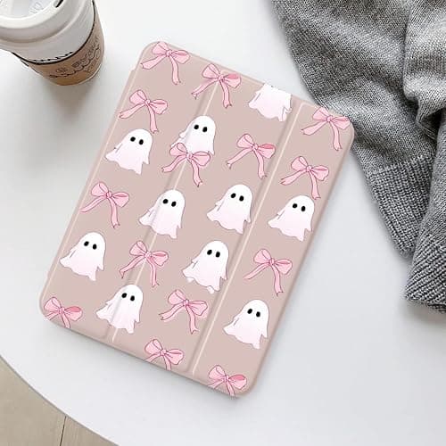 Halloween Pink Ghost Bow Case for iPad 11 inch (A16 Chip) 2025 Generation 11th/iPad 10.9 inch 2022 10th Gen with Pencil Holder and Auto Sleep/Wake,Pink Leather Soft TPU Back Shell Stand Cover thumbnail 7