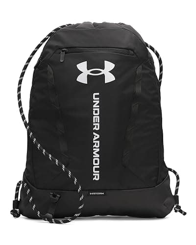 Under Armour Unisex Hustle Sackpack, (001) Black/Black/White, One Size Fits Most - Image 1