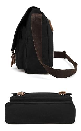 Sechunk Canvas Vintage Messenger Bag Shoulder bag Leather Large Travel Crossbody bags for men women 15inch Laptop thumbnail 3