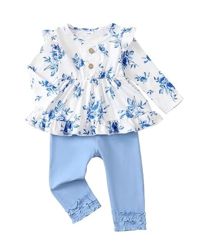 Baby Girl Clothes Toddler Girl Outfits Ruffle Shirt Pants Cute Infant Outfit Set Baby Girl Fall Winter Clothes - Image 1