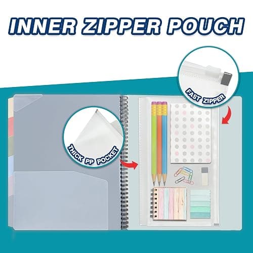 H4D 12 Pocket Poly Project Organizer, Multi Pocket Folder, Pastel Colors | 12 Pocket, Spiral, Multi-Subject, Folder Notebook, Letter Size thumbnail 7