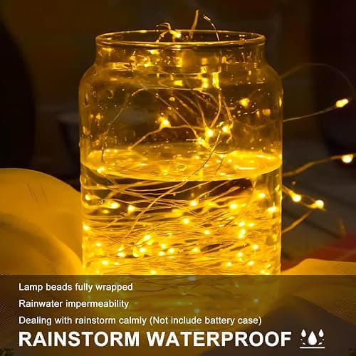 SINAMER 6 Pack Fairy Lights Battery Operated String Lights, 7ft 20 Led Mini Lights, Waterproof Silver Wire Starry for Mason Jars DIY Wedding Party Bedroom Christmas (Warm White) thumbnail 4