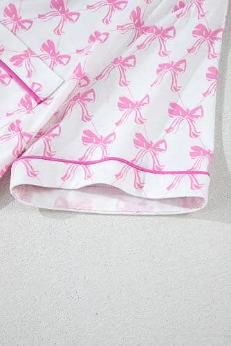 KevaMolly Womens Christmas Lounge Sets Candy Cane Print Pocketed Knotted PJ Set Short Sleeve Xmas Top and Shorts thumbnail 3