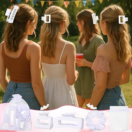 Yuxung 24/48/96/144Pcs White Hair Claw Clips Set Hair Clips Scrunchies Bridesmaid Proposal Gifts Bulk for Women Bachelorette Wedding Party Favors thumbnail 4