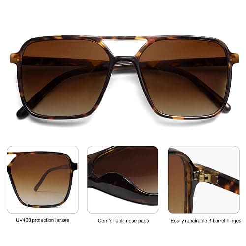 SOJOS Trendy Vintage Aviator Square Sunglasses For Womens Mens Retro 70s UV400 Women Sun Glasses SJ2327 thumbnail 4