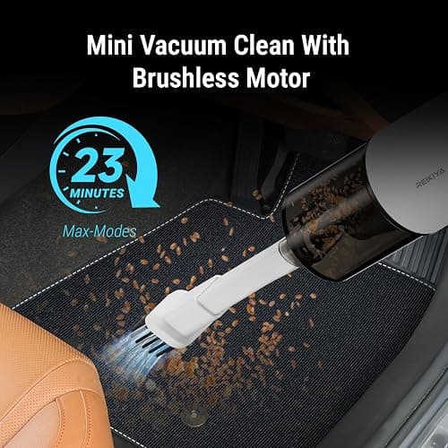 Small Car Vacuum Cleaner Cordless Portable& Rechargeable Air Duster White | 14kpa high power brushless motor, 150000rpm, 3600mAh*2 battery, with led green light, for home office car detailing cleaning thumbnail 6