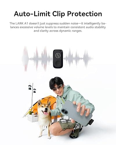 Hollyland Lark A1 Wireless Microphone for iPhone 17/16/15 & Android, 48kHz/24-bit, 3-Level Intelligent Noise Cancel, Magnetic Mini Mic for YouTube, Podcast, Vlogging (Black, 2TX + USB-C RX) thumbnail 7