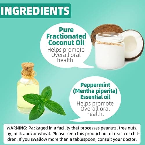 Coconut Oil Pulling for Fresh Breath and Oral Hygiene - Ayurvedic Expert Formulated | Supports Healthy Gums | Natural - Includes Tongue Scraper and Measuring Cup - 8 oz thumbnail 4