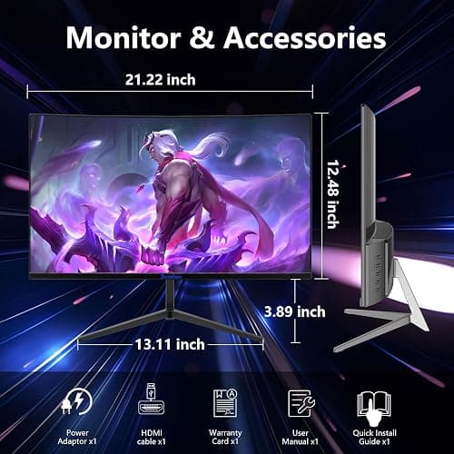 Sealan 24 inch Curved Gaming Computer Monitor FHD 1920x1080p 100Hz Refresh Rate 16:9 Aspect Ratio Free Sync Ergonomic Tilt Home Office Visual Experience for Work Play Support Wallmount (75x75mm) thumbnail 8