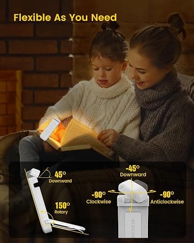 Glocusent USB Rechargeable Book Light - Eye Caring LED Reading Light with 3 Light Colors & 5 Brightness Levels, Compact & Long-Lasting, Ideal Book Light for Night Reading, Book Lovers & Kids thumbnail 5