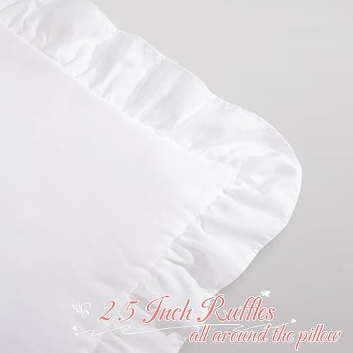 Yvrcen White Ruffle Lumbar Pillow Cover, 12x20 Inch | Ruffled Cushion Case, Decorative Farmhouse, For Couch Sofa Bed Living Room, Pack of 1 thumbnail 4