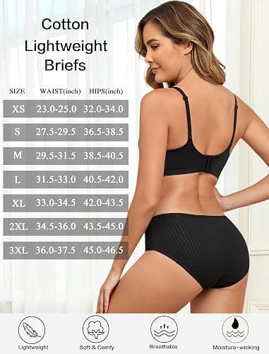 FINETOO Cotton Underwear for Women High Waisted Full Coverage Briefs Soft Breathable Moisture Wicking Ladies Panties 6 Pack thumbnail 4