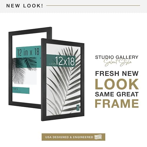 MCS Studio Gallery 12x18 Picture Frame Black Woodgrain Engineered Wood, Rectangle Photo Frame for Photos, Posters & Art Prints (1-Pack) thumbnail 4