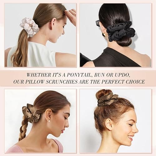 3Pcs Large Satin Hair Scrunchies, 6Inch Pillow Satin Scrunchies for Thick Curls Sleepy Hair Tie Stocking Stuffers for Teen Girls thumbnail 6