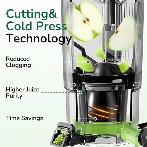 Canoly C16 Cold Press Juicer, with a 6" Wide Chute & Self-Precut, 3-in-1 Strainers (Juice & Sorbet & Nut Milk), BPA-Free Construction, Powered by a AC Brushless Motor (Space Gray) thumbnail 8