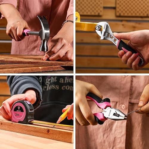 Pink Drill Tool Set Kit DEKOPRO Power Cordless Drill Tool Box with 12V Electric Pink Drill Driver Set for Women Home Hand Repair Tools Sets Drills Case thumbnail 7