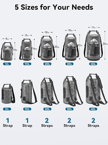 HEETA Dry Bag Waterproof for Women Men, 5L/10L/20L/30L/40L Roll Top Lightweight Dry Storage Bag Backpack with Phone Case for Travel Swimming Boating Kayaking Paddle Board Camping Beach Accessories thumbnail 2