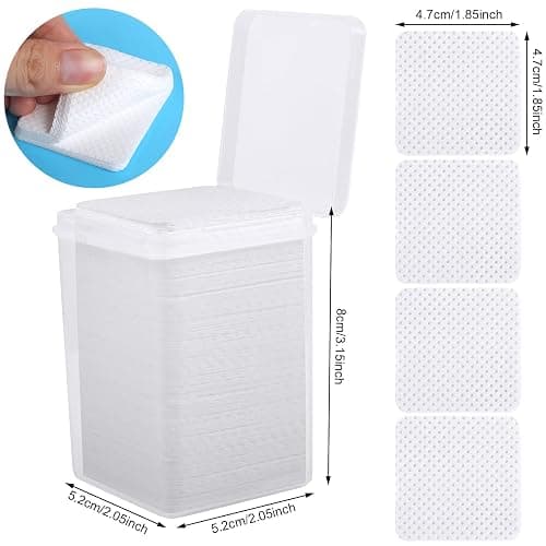 400 Pieces Nail Cotton Pads,1 Pull-Down Pump Dispenser Bottle,Super Absorbent Soft Non-Woven Eyelash Glue Wipes,Nail Polish dehumidifier for Eyelash Extension Products and Nail Oil Bottle(Pink White) thumbnail 2