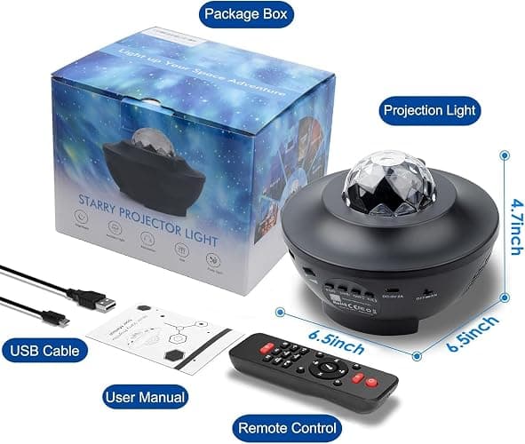 Galaxy Star Projector, Amorno Nebula LED Night Light for Room Decor, Ocean Wave Starry Sky Light Projector for Bedroom/Home Theater, Remote & Bluetooth Speaker, for Kids Teen Girl Boy Adults Gifts thumbnail 7