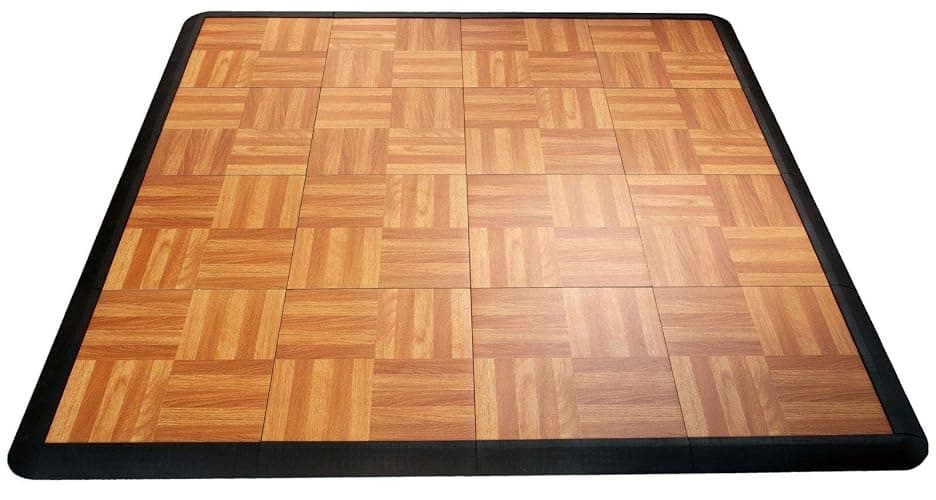 Big Floors 4X4OAKFLOOR Interlocking Lightweight Plastic Modular Dance Floor Kit (4' x 4'), Oak, 32 Piece - Image 1
