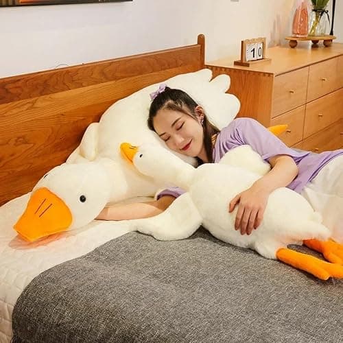2 Pack White Goose Plush Toys,Plush Pillow Toy Children's Gift,Cute Kawaii Plush Best Gifts for Kids Boys Girls(35.6inch 90cm and 17.6inch 50cm) thumbnail 3